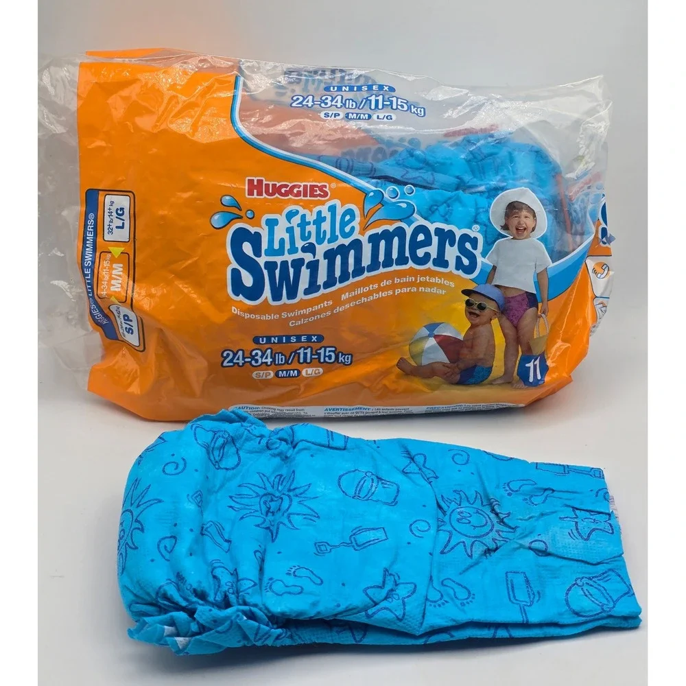 Vintage 1999 Huggies Little Swimmers Disposable Swim Diapers Set of 4 Size Med